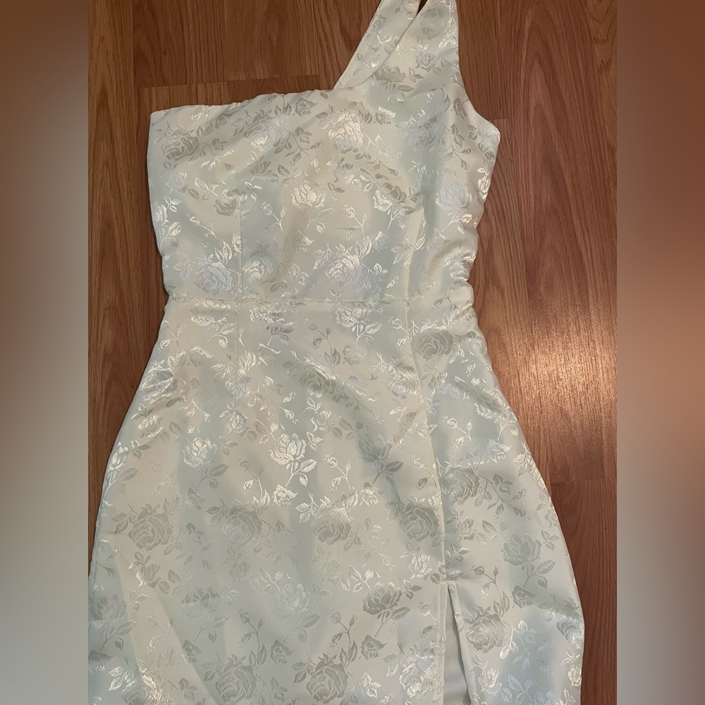 One-shoulder silk mini dress